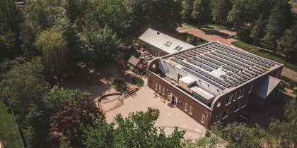 Solar panels on top of school