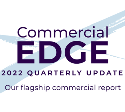 Text: Commercial Edge 2022 quarterly update. Our flagship commercial report