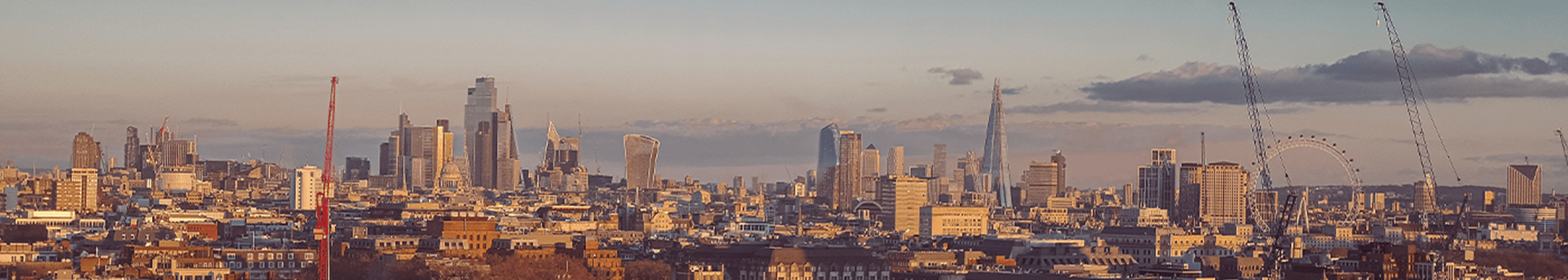 London city skyline during sunset
