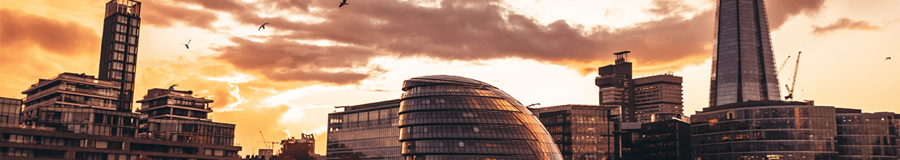 London city skyline during a sunset